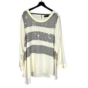 Lane Bryant Cream Sequin Long Sleeve Long Top 26 28